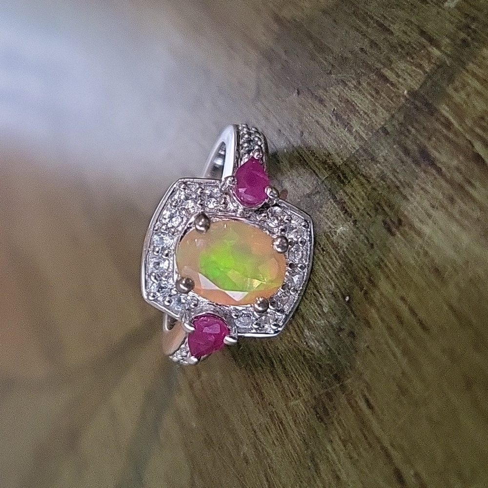 Genuine Opal/ Ruby Ring - image 1